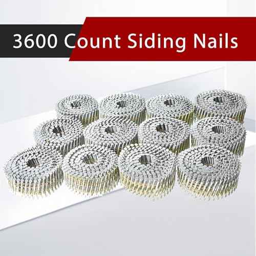Siding Nails 2-Inch x .092-Inch 15-Degree Collated Wire Coil Full RoundHead Ring Shank Hot-Dipped Galvanized 3600 Count. Adapted to Gun Type CN57/CN65/CN70.