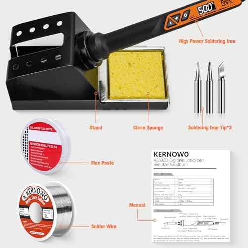 Soldering Iron, 160W High Power Soldering Tool, LED Digital Display Temperature Control Accurate 392¡ÆF-932¡ÆF, with ON/OFF Switch, 3 Iron Tips, Stand,Flux, Automatic Sleep Mode