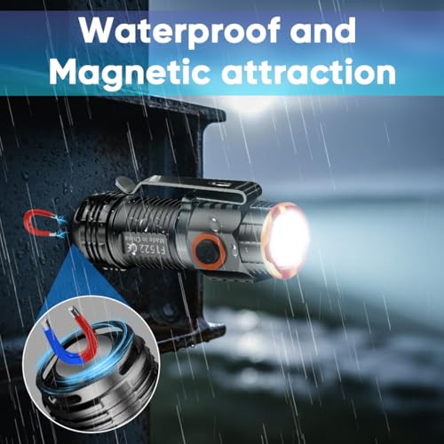 2 Pack EDC Flashlight, Led Rechargeable Mini Pocket Light with Clip, High Lumens Ultra Bright Compact Flashlights with Magnetic for Camping Hiking Outdoor Emergency Use Waterproof