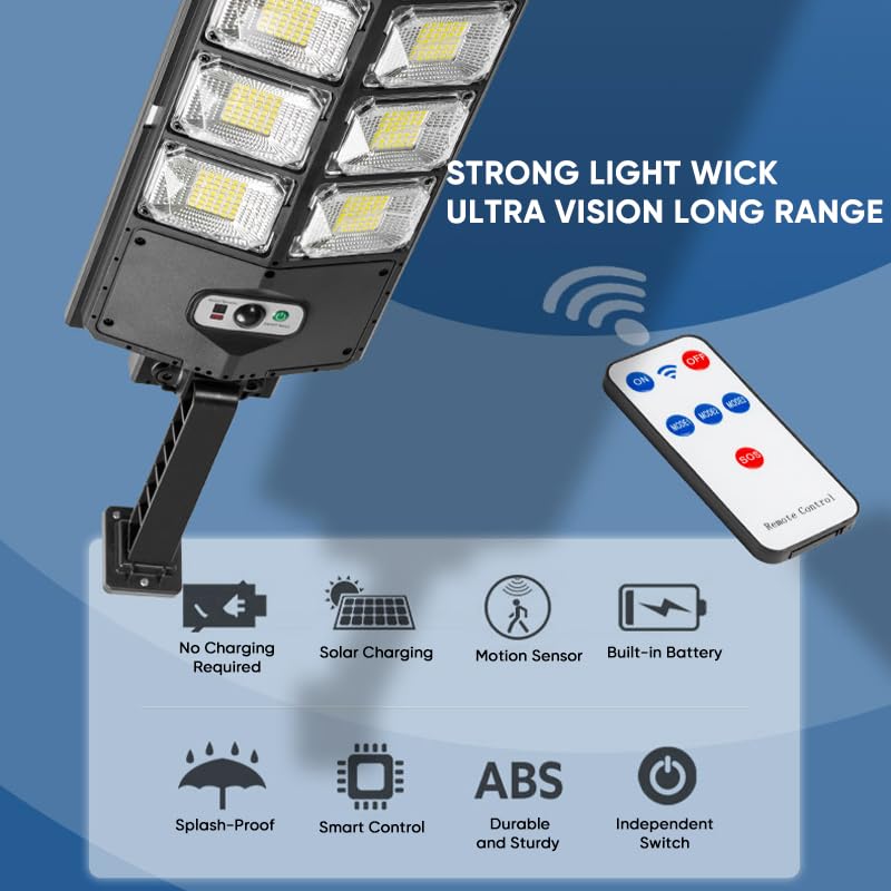RAINPOT Sakerplus Solar Street Lights|Solar Lights Outdoor Waterproof|Security LED Flood Light with Remote Control for Garden,Yard,Parking Lot (1)