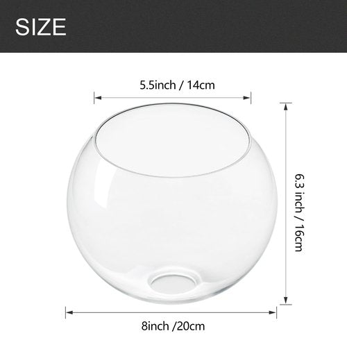 Fixture Replacement Globe Shade with 1.65 Inch Fitter, 8 Inch Diameter, E26 Base 1-5/8 Inch Fitter, Glass Lampshade Cover for Pendant Wall Sconce Chandelier Vanity Light (Clear)