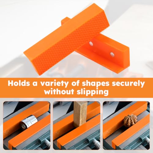 4" Vise Jaw Pads, Magnetic Soft Jaws Protective Covers for Bench Vise, Multi-Groove and Textured Inserts for Clamping Woodworking Metal Plastics, 2 Pair