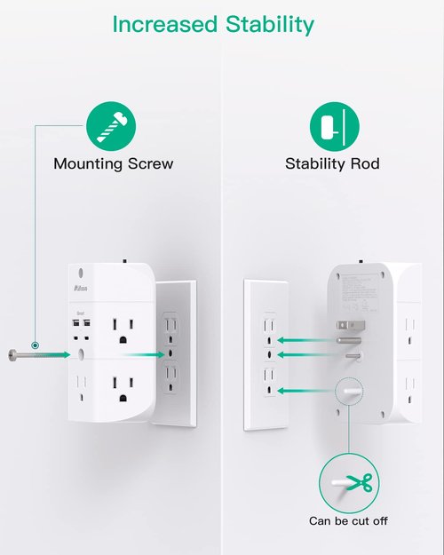 Surge Protector Outlet Extender - with Night Light, 5-Outlet Splitter and 4 USB Ports (2 USB C Charger), Multi Plug Outlet for Home, Dorm Room Essentials