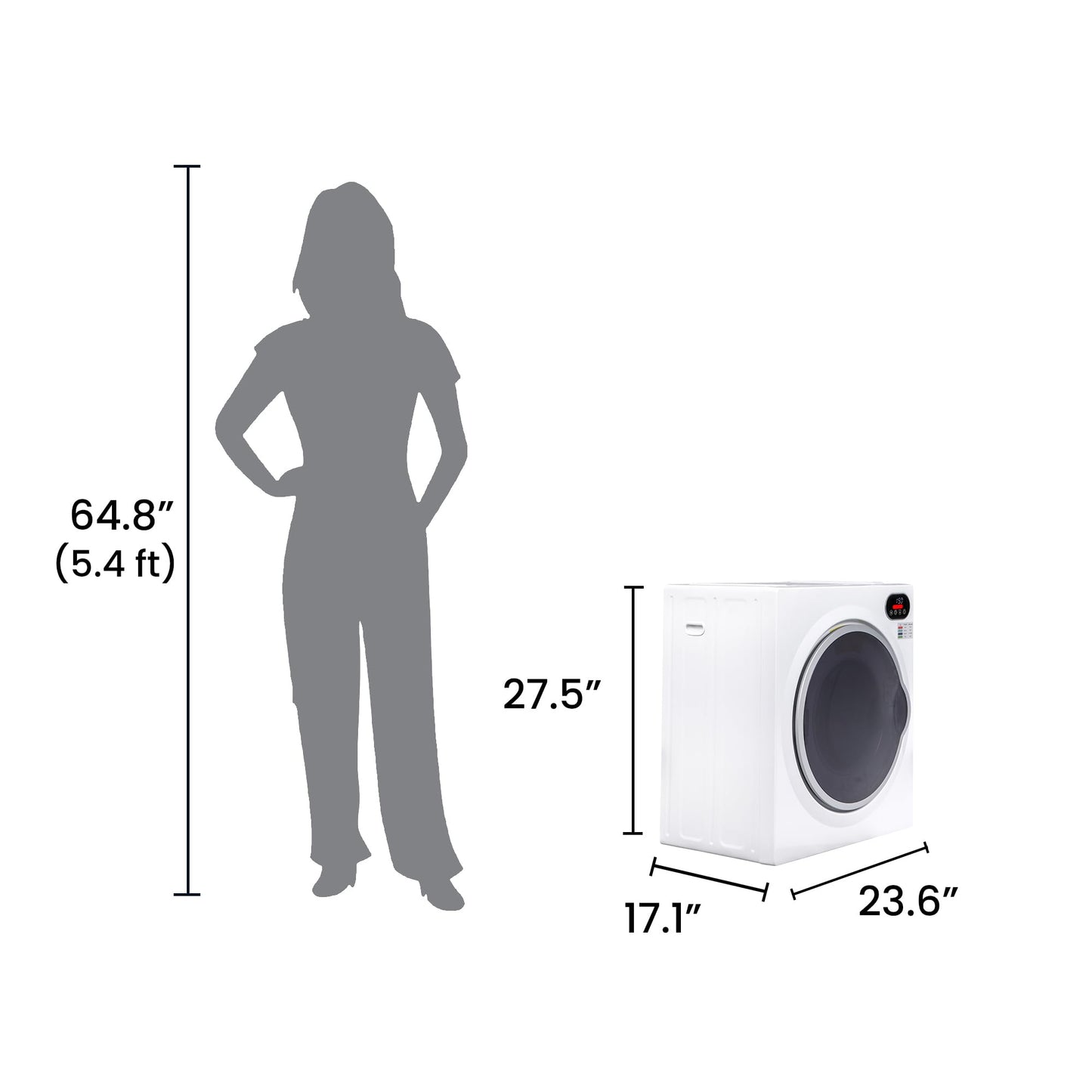 Equator Ultra Compact Short Vented SENSOR Dryer 2.6cf/10lb LED Ops 110V/1400W in White
