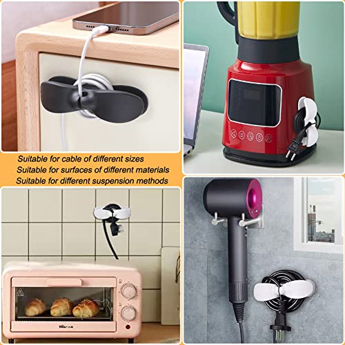 SisBroo Cord Organizer for Appliances – 4 Pack Adhesive Silicone Cord Wrappers (Black 2, White 2) for Countertop Machines