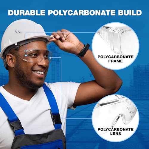 Visitor Clear Safety Glasses for Men/Women | ANSI Certified Eye Protection Glasses and Protective Eyewear | Anti-Scratch Coating and Wrap Around One-Piece Design Work Glasses - 1 Pair