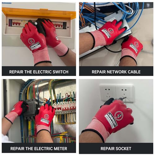 500V Red Insulated Flame Retardant Gloves?Waterproof, Double-Sided Insulation for High Voltage Electrician Work