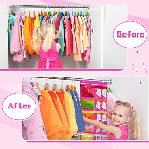 Kids Weekly Clothes Organizer with 21 Large & Small Pockets, Over-the-Door Storage