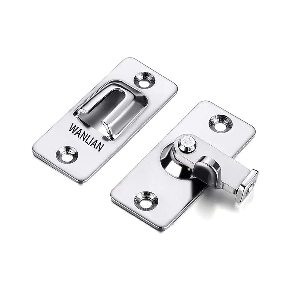 dingchi Door Hasp Latch 90 Degree, Stainless Steel Safety Angle Locking Latch for Push/Sliding/Barn Door, Satin Nickel