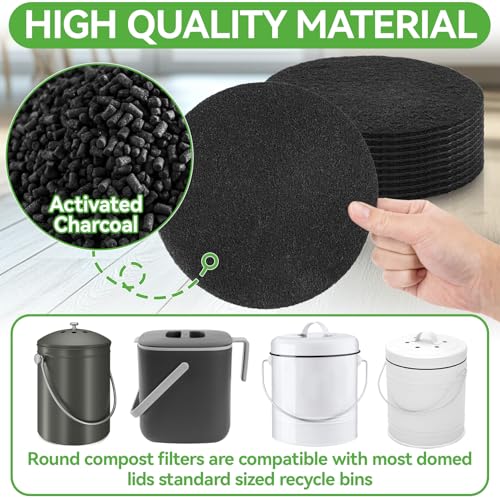 Rainflow 10 Pack Compost Bin Charcoal Filters – 6.7 inch Cut-to-Fit Odor Control