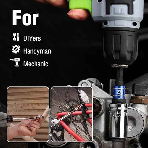 WORKPRO Impact Grade Socket Adapter Set, 1/4", 3/8", & 1/2" Drive, Extension Driver Bit With Holder, for Power Drill to High Torque Impact Wrench