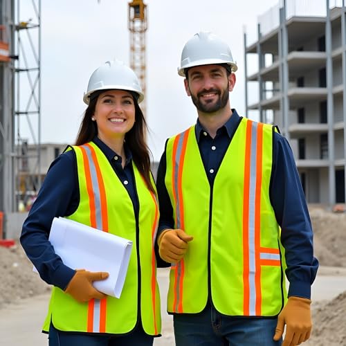 G & F Products High Visibility Reflective Safety Vest with Multi-Function Pockets ANSI Class 2