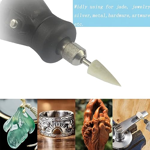 Luo ke 10mm Wool Felt Polishing Bits - 1/8'' Shank Conical Shape Wool Felt Buffing Polishing Points for Dremel Rotary Tool (Pack of 12)