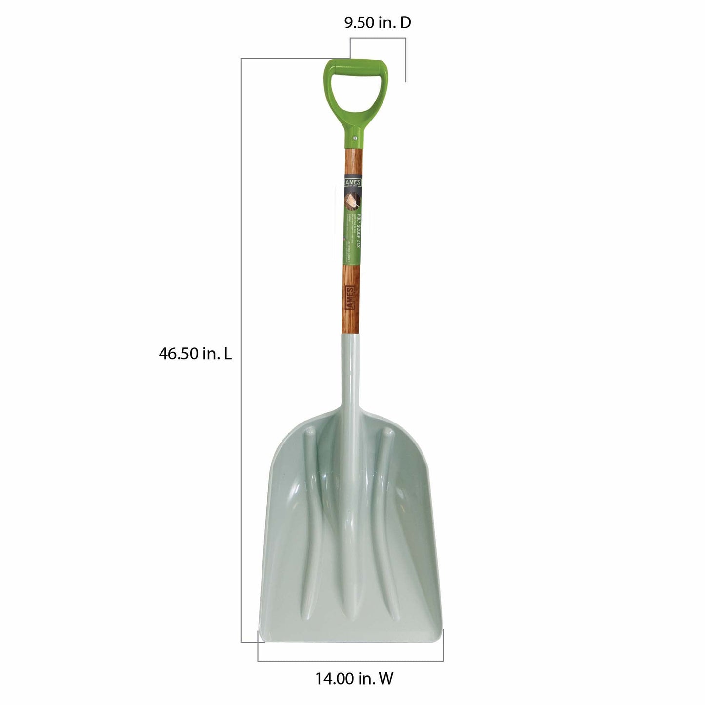 AMES 46-Inch Poly Scoop with Hardwood Handle and Ergonomic D-Grip, Ideal for Garden Care, Landscaping, Moving Shavings or Grain, Farming Tasks, and Heavy-Duty Yard Work