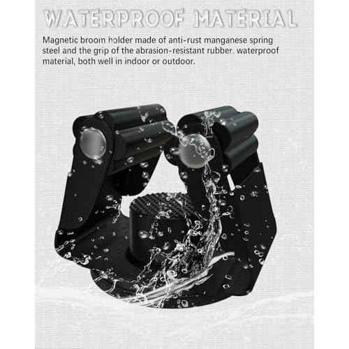 Magnetic Broom Holder, Steel Mop Mount No Drilling Magnetic Holder for Garage Tools, Anti-Slip Utility Mount for Garage, Kitchen, Laundry Tools Organizer and Management - 5 Pack/Black