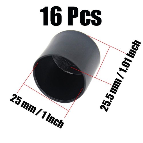 16Pcs 1 Inch (25mm) Round Rubber Chair Leg Tips Caps, Chair Table Leg Covers Floor Protectors, Chair Leg End Caps for Furniture, Chair, Table