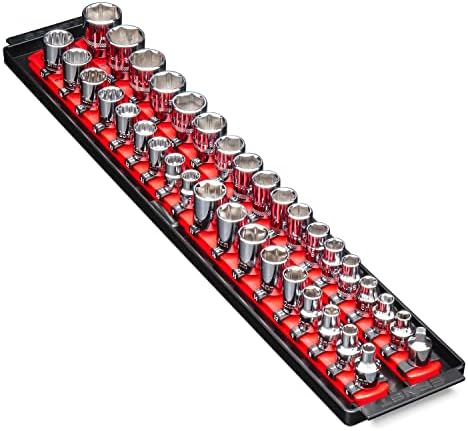 Ernst Manufacturing 19-Inch Socket Boss Organizer with Twist-Lock 2 Rails for 1/2-Inch Drive Sockets, Blue, Model 8457 – Secure and Durable Socket Storage Solution - Made in USA