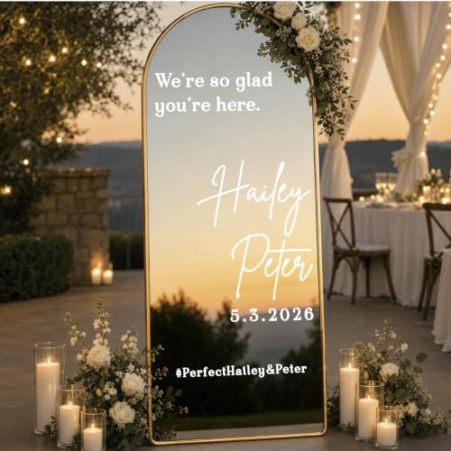 11 Wedding Mirror Decal - Personalized Custom Vinyl Welcome Sign for Reception