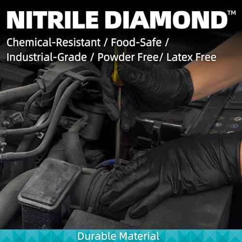 Beastek Nitrile Disposable Gloves, 8Mil Latex & Powder Free Chemical Resistant Heavy Duty Cooking Diamond Gloves Black 100Pcs