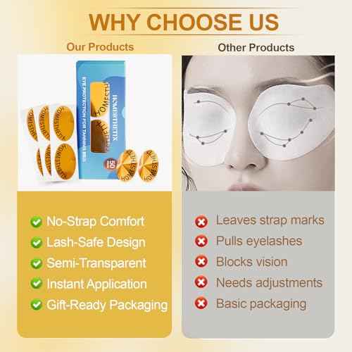 Disposable Tanning Eye Stickers ? Strap-Free ? Gentle on Lashes ? Maintain Clear View ? Indoor & Outdoor Tanning Accessory ? Gift-Ready Pack of 50