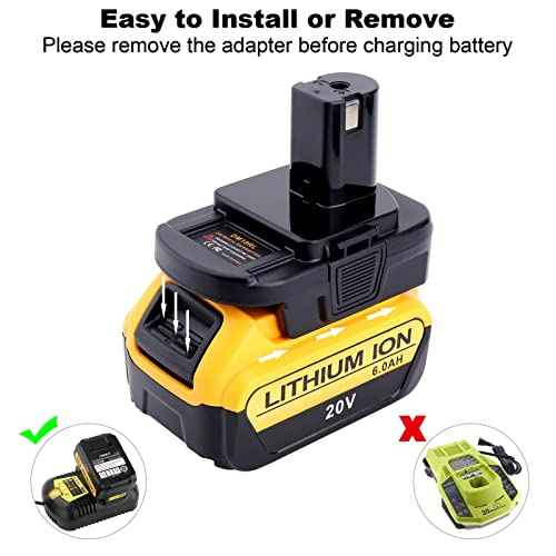 Biswaye Adapter Compatible with Dewalt 20V Battery to Replacement for Ryobi 18V One+ Battery, Adapter Compatible with Mil-Waukee M-18 Batteries to Replacement for Ryobi 18V Batteries P102 P189 P107