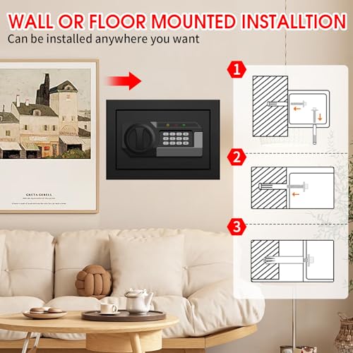 Psisuvry 1.2 Cu Ft Small Fireproof Home Safe with Digital Keypad & Removable Shelf