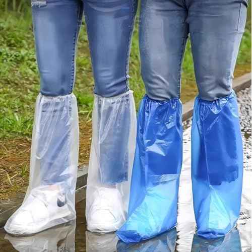 16 PCS Shoe Covers Disposable Non Slip,Thickened Waterproof Shoes Covers,19 inch Tall,Long Plastic Waterproof Shoes and Boots for Rain Covers Thicken Shoe Protector for Men and Women (8 Pairs,Clear)