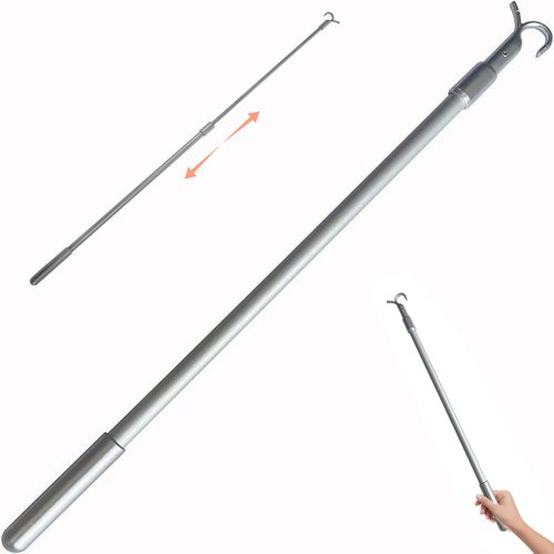 Heidouse Window Pole Opener, 13-24 Inch Telescopic Loft Ladder Pole with Hook, Lightweight Aluminium Alloy Vertical Blinds Wand