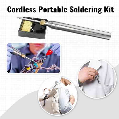 SEQURE P15 Cordless Soldering Iron Kit, 5V 15W USB Portable Soldering Iron with Rechargeable 1100mAh Battery, Electric Soldering Gun Pen with 3 Tips for Indoor & Outdoor Repair Electronics, Appliance