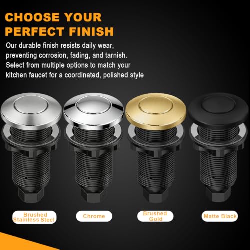UHOUSING Brushed Gold Garbage Disposal Air Switch Kit | Sink Top Push Button for InSinkErator & Waste King