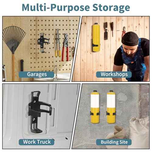 2 Pcs Propane Tank Holder with Cylinder Belt Hook Clip Hanger, Torch Holder Wall Mount, Organize for MAPP Gas Tank Hanger