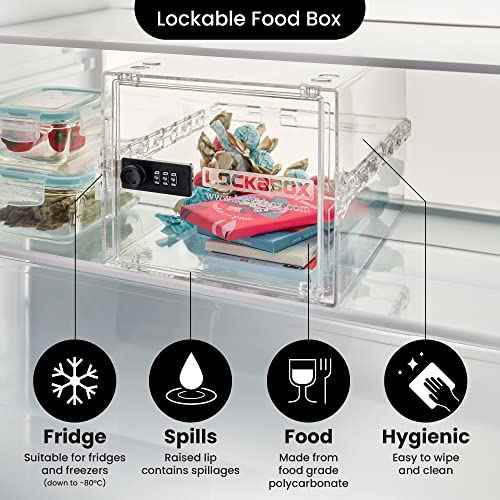 Lockabox One¢â | Premium Lock Box | Medium Combination Lock Box For Food, Medicine & Home Safety | External Size 12 x 8 x 6.6 inches (Crystal)