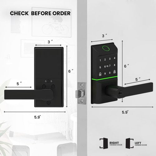 Keyless Smart Door Lock with Biometric Fingerprint, Passcode, IC Card & Key Unlock | Wi-Fi Remote Access via Tuya App | Weatherproof Design, Easy DIY Installation for Ultimate Smart Home Security