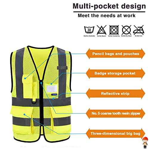 A-SAFETY Enhanced Visibility Safety Vest, Hi Viz 2 Band And Braces Waistcoat safe for Motorcycle, Running/Jogging, Bike/Bicycle Riding Outdoor Activities, Yellow