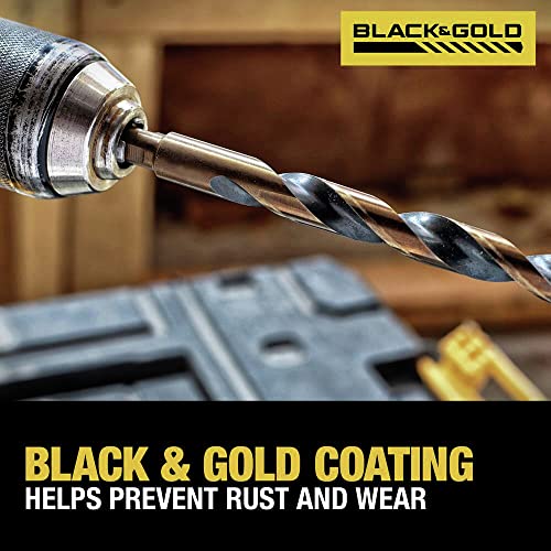 DEWALT 21 Pc High Speed Steel Drill Bit Set, Black & Gold Coated, 135° Split Point, One Size