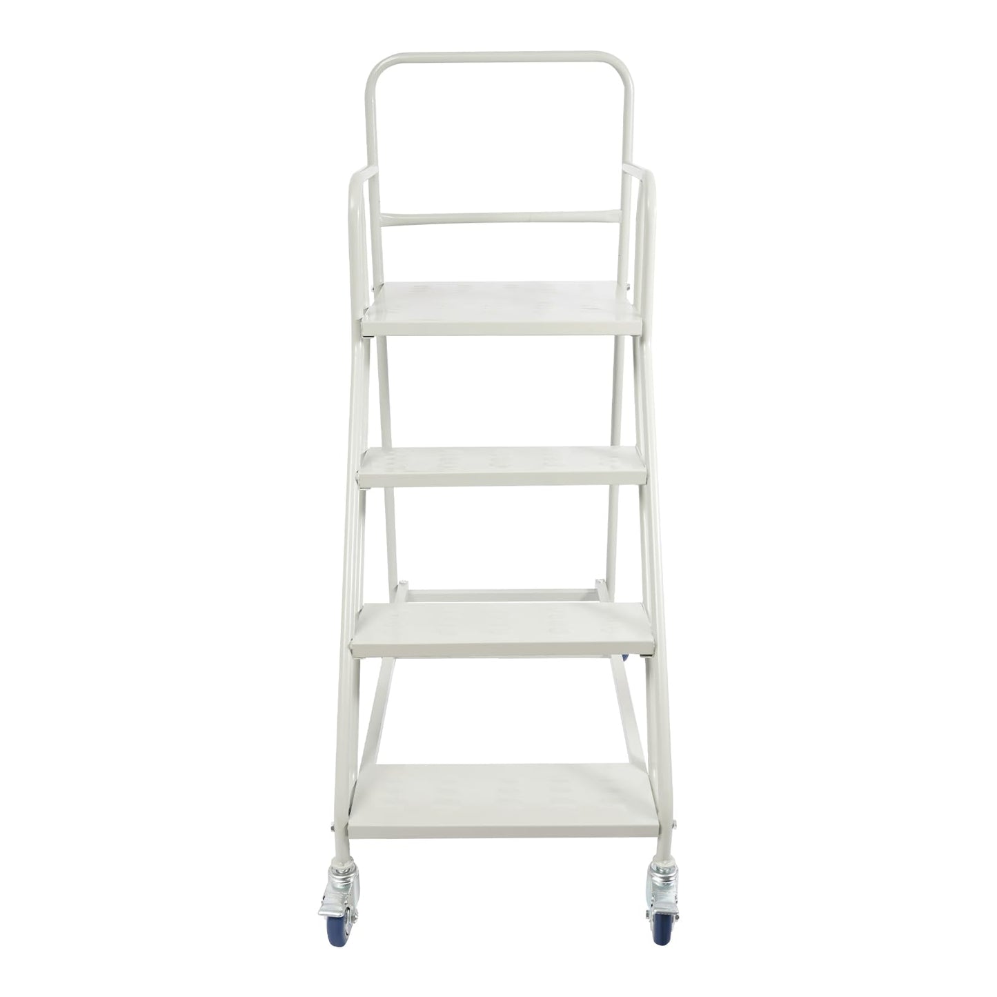 4 Steps Ladder with Wheels, Industrial & Warehouse Rolling Stairs 39.4IN top Step Height Ladder Systems with Stair Edge Protector, 880 lbs Capacity