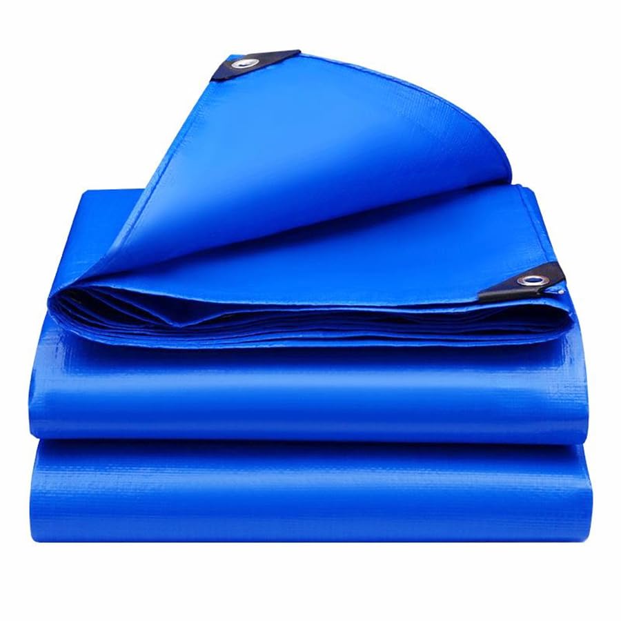 10x20 Feet Tarp, Large 16 mil Heavy Duty Grommet and Reinforced Edge Tarp, UV Resistant, Tear and Fade Resistant Polyethylene, for Outdoor Camping Pool Vans Tent Cloth (Blue, 10x20 Feet Tarpaul)