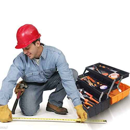 16.5-Inch Tool Box Organizer 3-Layer Multiplication Plastic Storage Toolbox with Portable Handle Perfect for Home Office Car Trunk Fishing