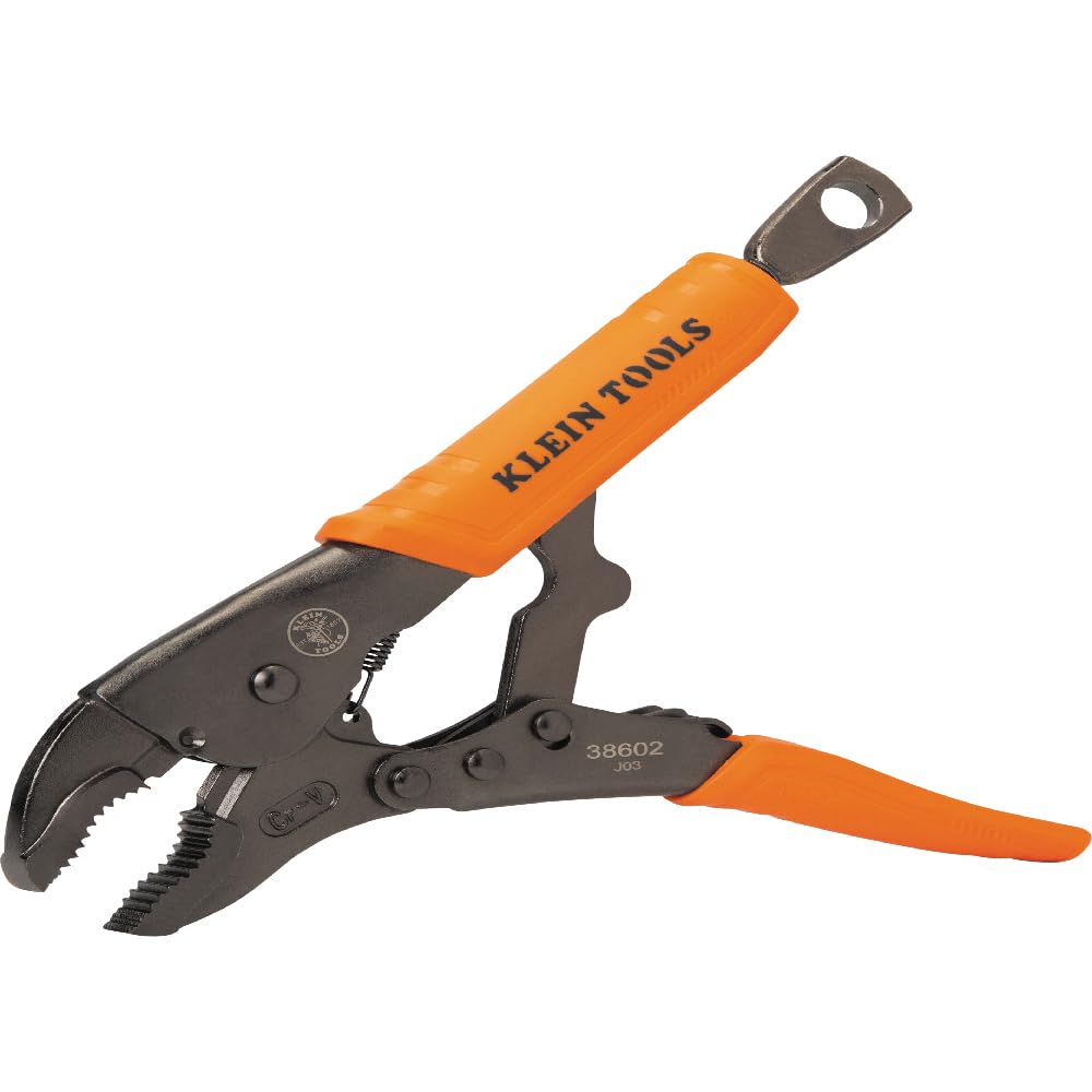 Klein Tools 38660 Locking Pliers Set, 7-Inch and 10-Inch Curved Jaw Pliers, Quick Release Handles, High Torque and Gripping Power, 2-Piece