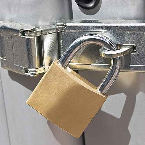 Solid Brass Padlock with 3 Keys, Locker Lock with Brass Body & Steel Shackle, Keyed Padlock for Sheds, Storage Unit, School Gym Locker, Fence, Toolbox, Gate, Warehouse