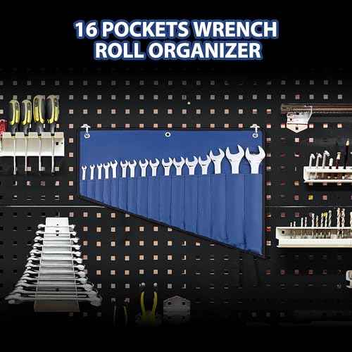 16 Pockets Wrench Roll Organizer, Wrench Pouch Roll Up with Water Proof Oxford Cloth, ool Roll Bag for Wrenches Organization