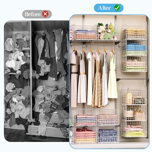 Sonyabecca White 3-Tier Hanging Closet Organizer with S-Hooks - Large Storage Shelf