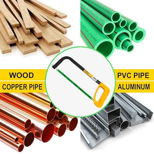 12inch Hacksaw Frame with 24 TPI Bi-metal Blade, High-Tension Hand Saw Suitable for Aluminum, PVC Piepes, Wood, Copper Pipes