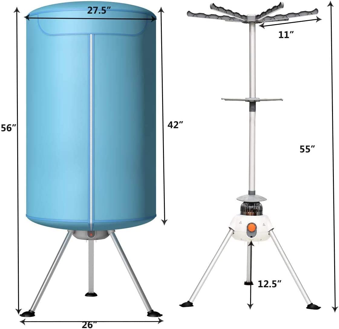 COSTWAY 23597-CYEP, Ventless Laundry, Hot Drying Machine with Heater for Home & Dorms Portable Clothes Dryer