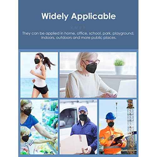 HUHETA KN95 Face Masks, Packs of 30 Individually Wrapped, 5-Ply Breathable and Comfortable Safety Mask, Filter Efficiency Over 95%, Protective Cup Dust Masks Against PM2.5 (Black Mask)