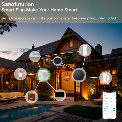 Sanofuturion WiFi Smart Plug 2-Pack, Compatible with Alexa & Google Home, Remote Control & Timer, No Hub Required