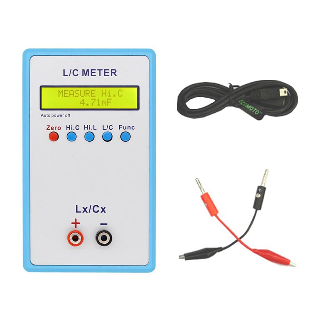Inductor Capacitor Tester, High Precision Handheld LC Meter, Inductive Capacitance Meter Kit, 1pF-100mF, 1uH-100H (LC200A)