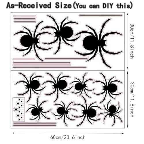 Halloween Spider Wall Decals ? Creepy Black Spider Stickers for Halloween Decorations, Removable Vinyl Wall Decor for Fireplace, Living Room, Windows & Party Decor