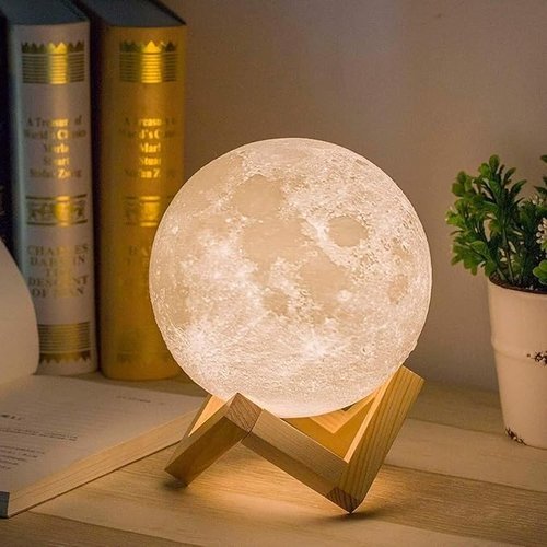 1PC 3D Printed Moon Night Light - Touch Control Moon Lamp with Warm Light, Kids Bedroom Decor & Romantic Birthday Christmas Gifts(Product Does not Include Battery), Yellow