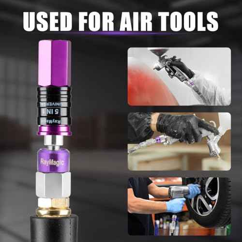 RayMagic Industrial-Grade 1/4" Swivel Air Plug, 2-Pack 360¡Æ Swivel Steel Plug, 1/4-Inch NPT Female 18-Threads, Air Hose Fittings(Purple)